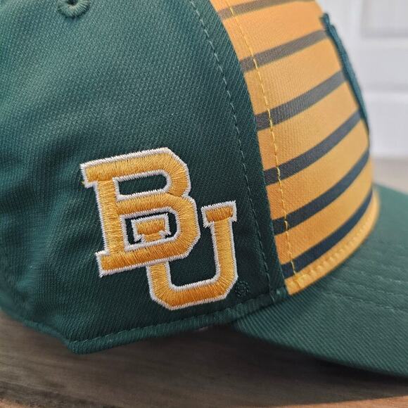 Baylor Bears Fitted Hat Cap Yellow Striped Embroidered BU NCAA Size 7 1/4 - Picture 6 of 8